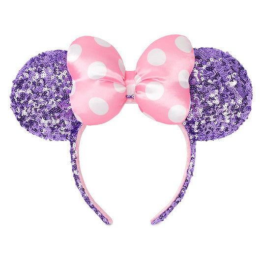 Lavender And Pink Polka Dot Disney Sequined Ear Headband