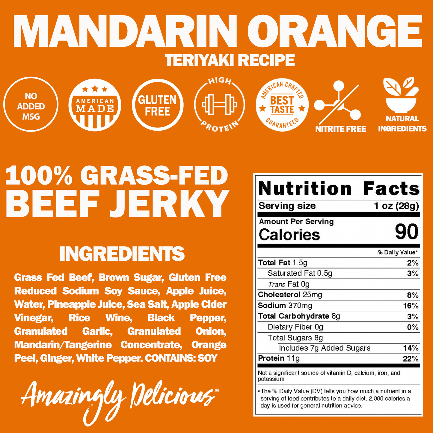 Mandarin Orange Teriyaki Beef Jerky (2.2oz)
