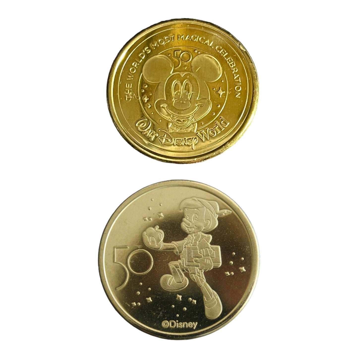 Pinocchio Walt Disney World 50th Gold Medallion