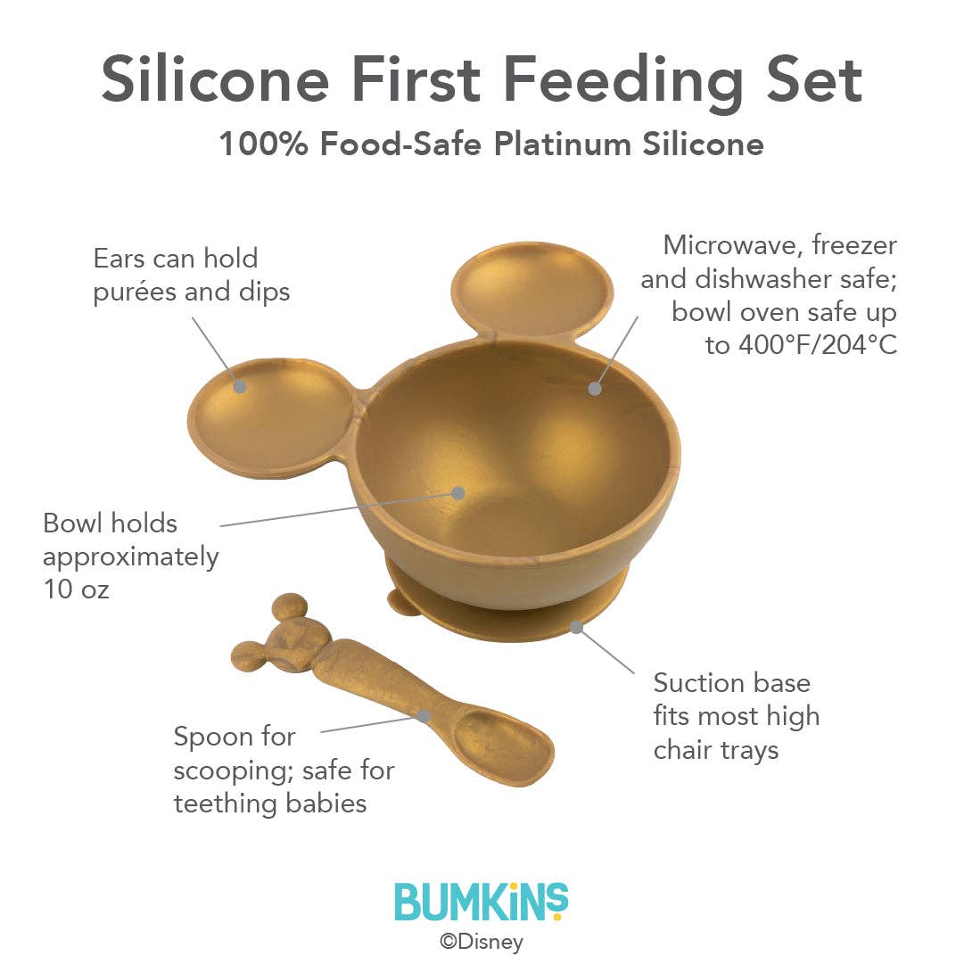 Mickey Mouse Gold Silicone First Feeding Set