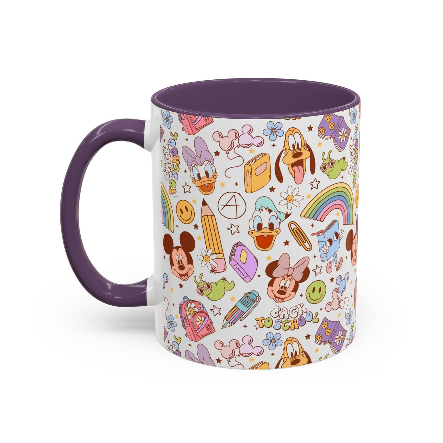 Back to School Mouse Friends Accent 11 / 15oz Dishwasher Safe Mug — Rainbows & Magic ☕🌈✨