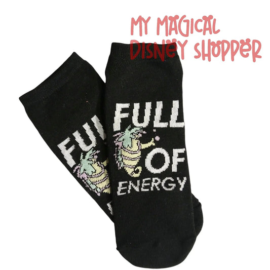 Black Trainer Socks Adult Size 4–10 “Full of Energy” Little Mermaid Socks 🧜‍♀️⚡🖤