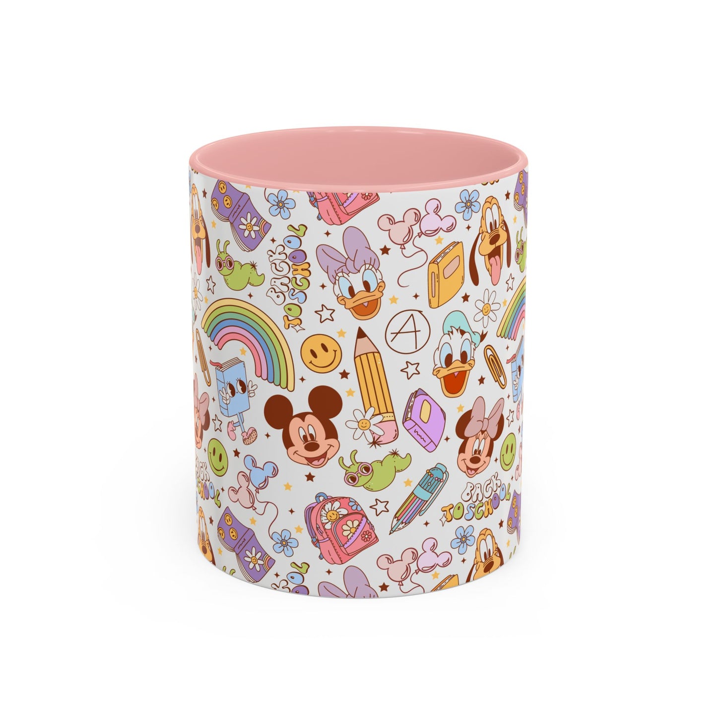 Back to School Mouse Friends Accent 11 / 15oz Dishwasher Safe Mug — Rainbows & Magic ☕🌈✨