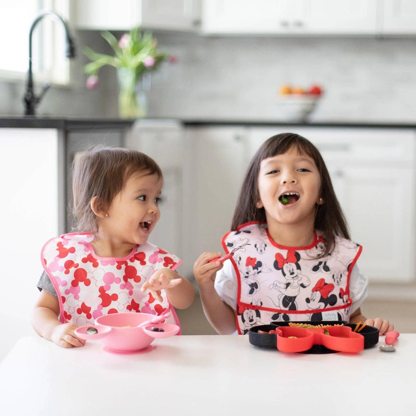 Mickey Mouse Pink Silicone First Feeding Set