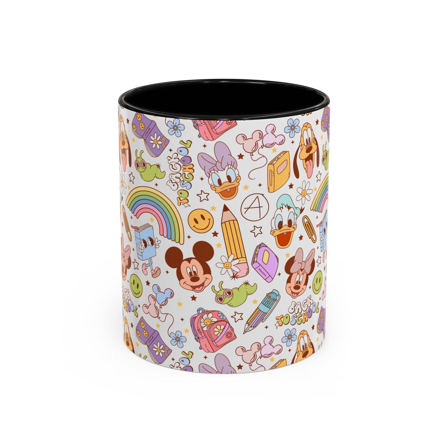 Back to School Mouse Friends Accent 11 / 15oz Dishwasher Safe Mug — Rainbows & Magic ☕🌈✨