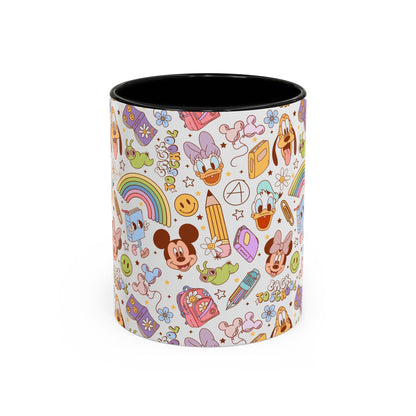 Back to School Mouse Friends Accent 11 / 15oz Dishwasher Safe Mug — Rainbows & Magic ☕🌈✨