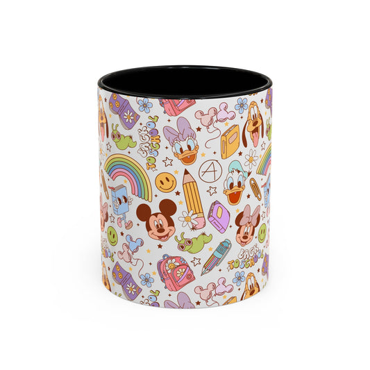 Back to School Mouse Friends Accent 11 / 15oz Dishwasher Safe Mug — Rainbows & Magic ☕🌈✨