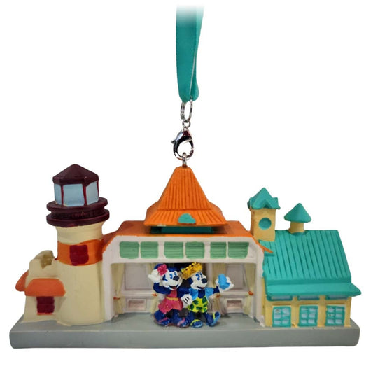 Caribbean Beach Building Mickey And Minnie Disney Ornament - Tiny Town