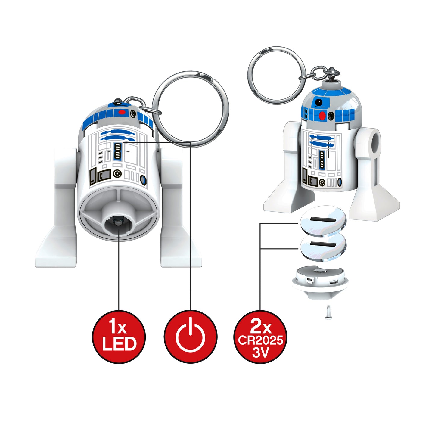 LEGO Star Wars R2-D2 Minifigure Key Light Keychain