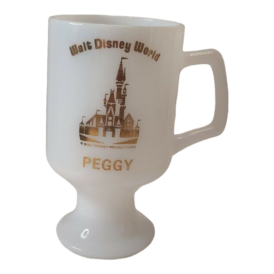 Peggy Footed Milk Glass Walt Disney World Cup Mug - Vintage