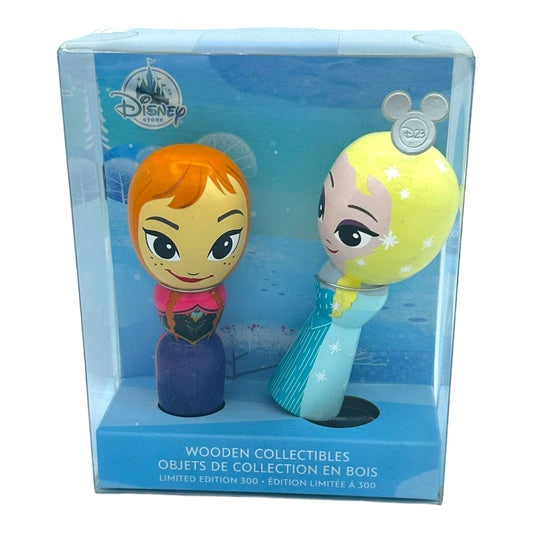 Disney D23 2017 Expo Frozen Anna & Elsa Wooden Collectible Figures - Limited Edition 300