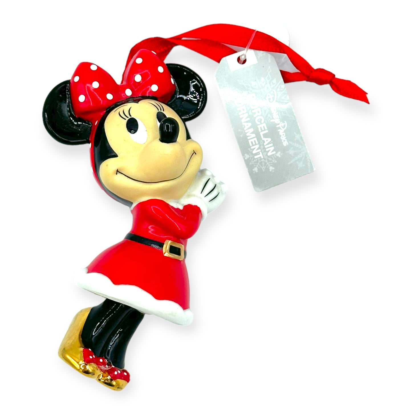 Disney Parks Santa Suit Minnie Mouse Porcelain Bell Christmas Ornament