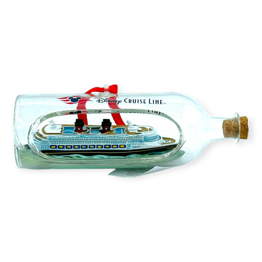 Disney Cruise Line Miniature Mini Ship in a Bottle Christmas Tree Ornament