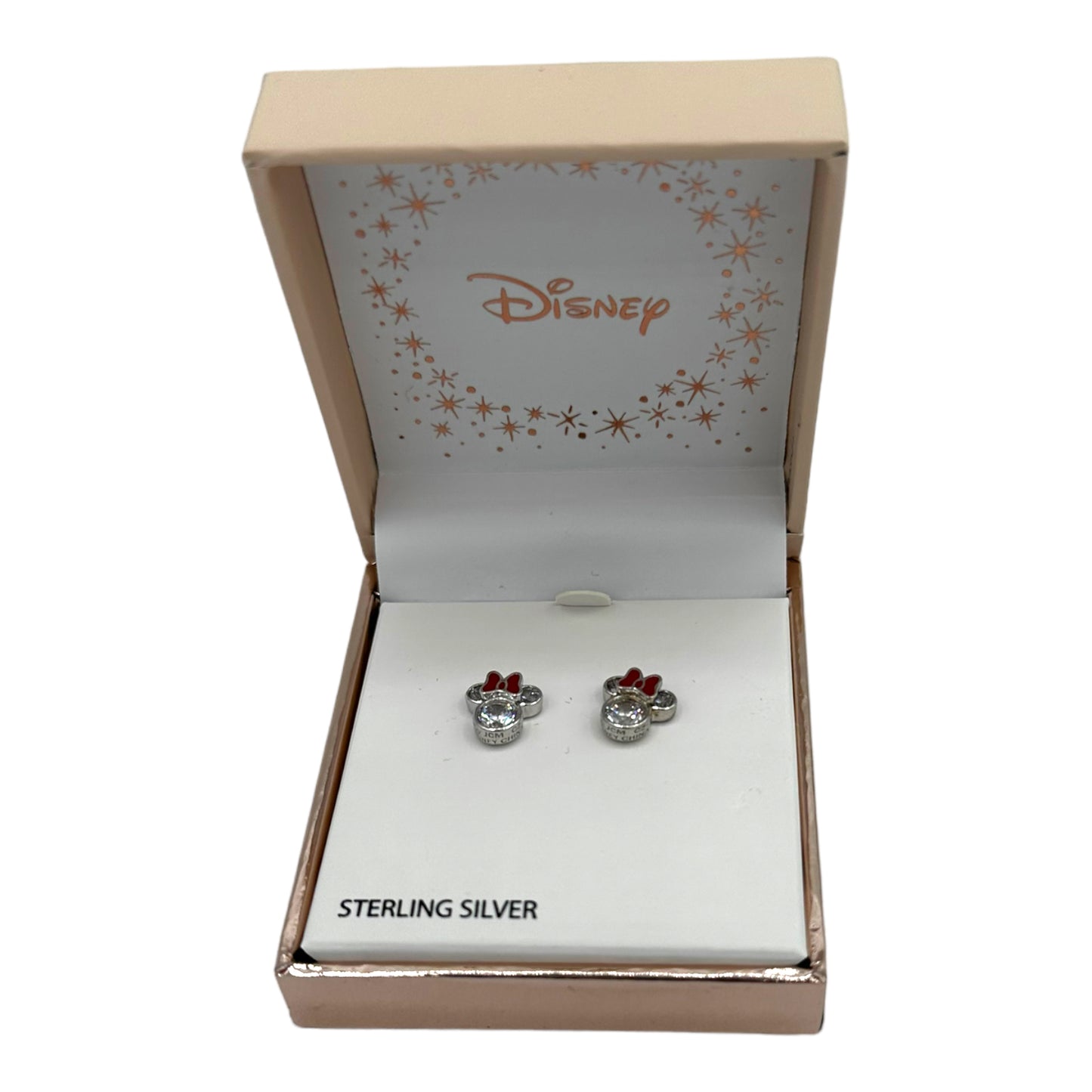 Minnie Mouse Bow CZ Rhodium Plated & Sterling Silver Stud Earrings