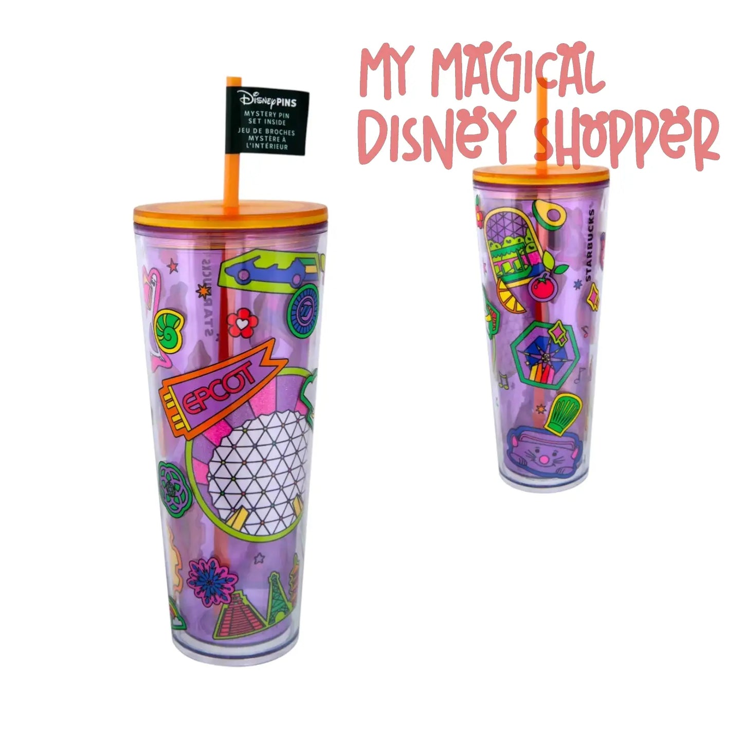 Plastic Disney Parks Starbucks Travel Tumbler – EPCOT ☕🌐✨💖