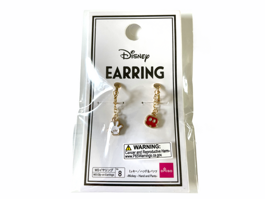 Gold Mickey Mouse Glove & Pants Clip-On Earrings