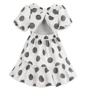 White and Black Mickey Mouse Polka Dot Dress for Kids