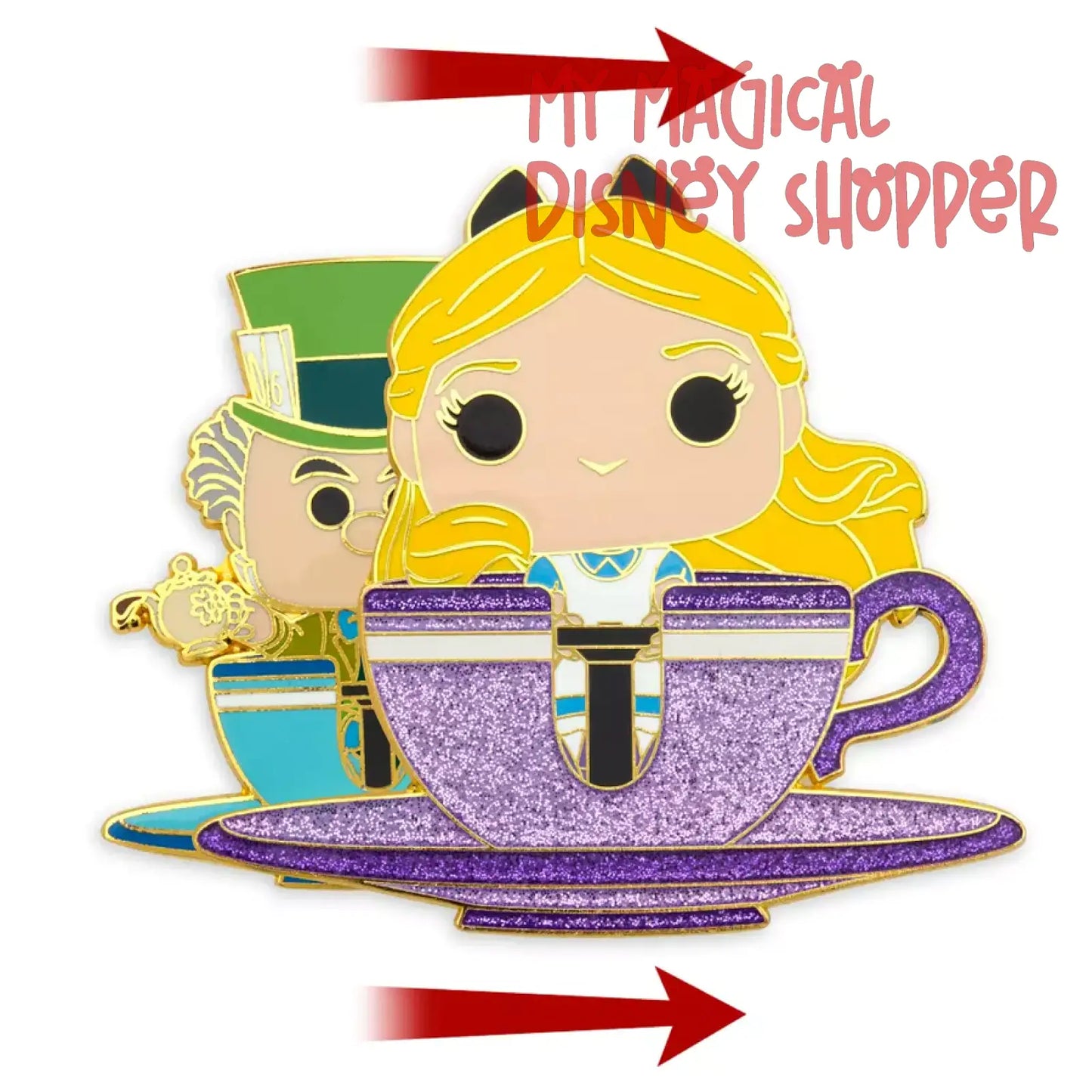 Alice and Mad Hatter Sliding Loungefly Pin -Mad Tea Party - Limited Release