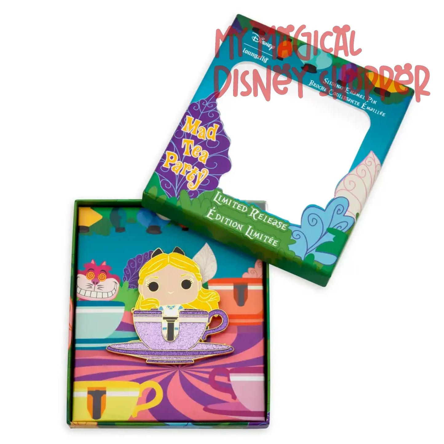 Alice and Mad Hatter Sliding Loungefly Pin -Mad Tea Party - Limited Release
