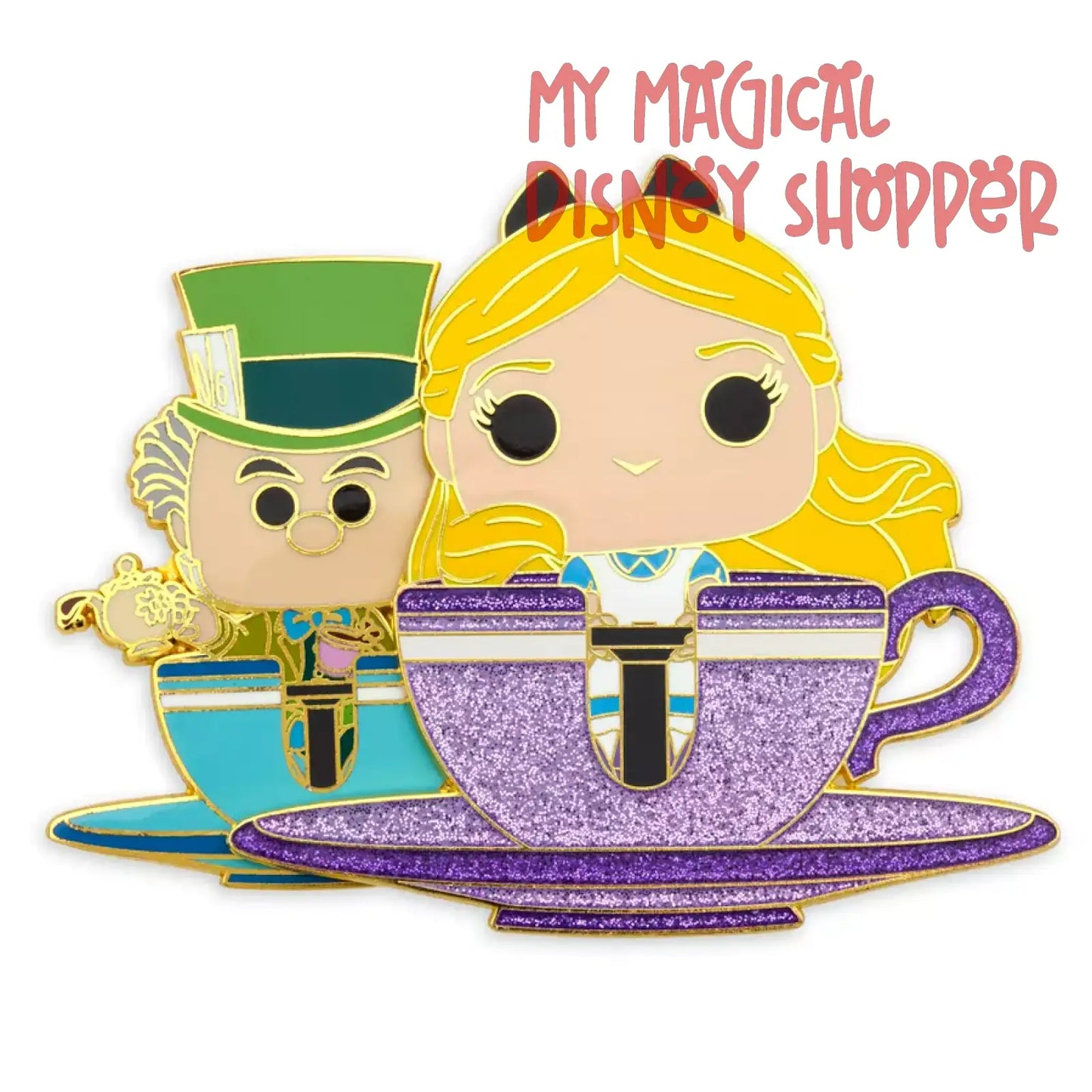 Alice and Mad Hatter Sliding Loungefly Pin -Mad Tea Party - Limited Release