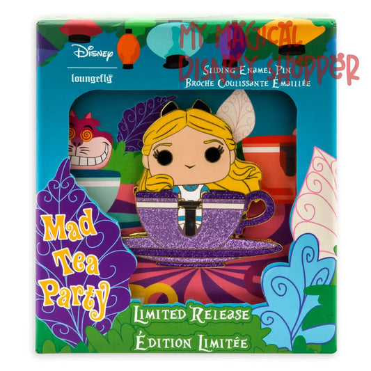 Alice and Mad Hatter Sliding Loungefly Pin -Mad Tea Party - Limited Release