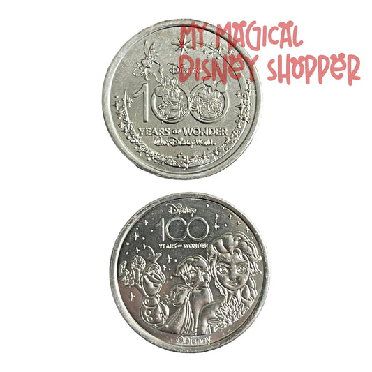 Anna, Elsa, and Olaf from Frozen Disney 100 Silver Medallion
