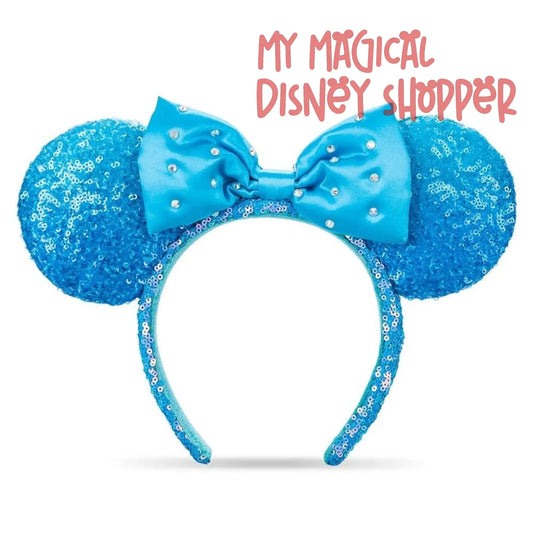 Aqua Sequins Disney Minnie Ears Headband