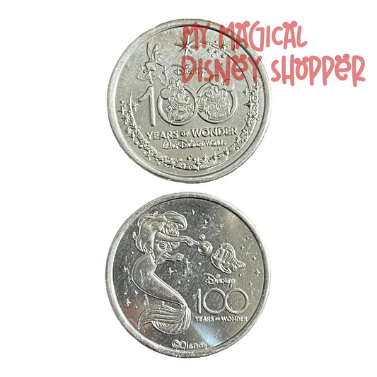 Ariel & Flounder Disney 100 Silver Medallion - The Little Mermaid