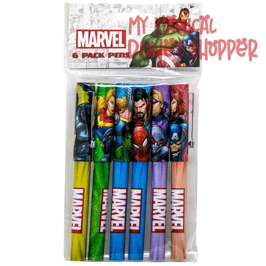 Avengers & Spiderman Ballpoint Pen Set, 6 Pack