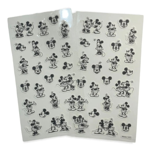 Black and White Mickey and Minnie Sketchbook Stickers - 23 Pieces