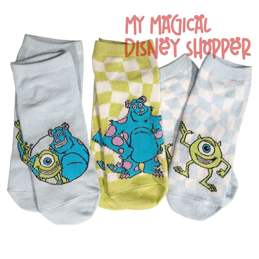 Disney Pixar Monsters, Inc. Ankle Socks 3-Pack – Adult Size 4–10 👁️💙🧦