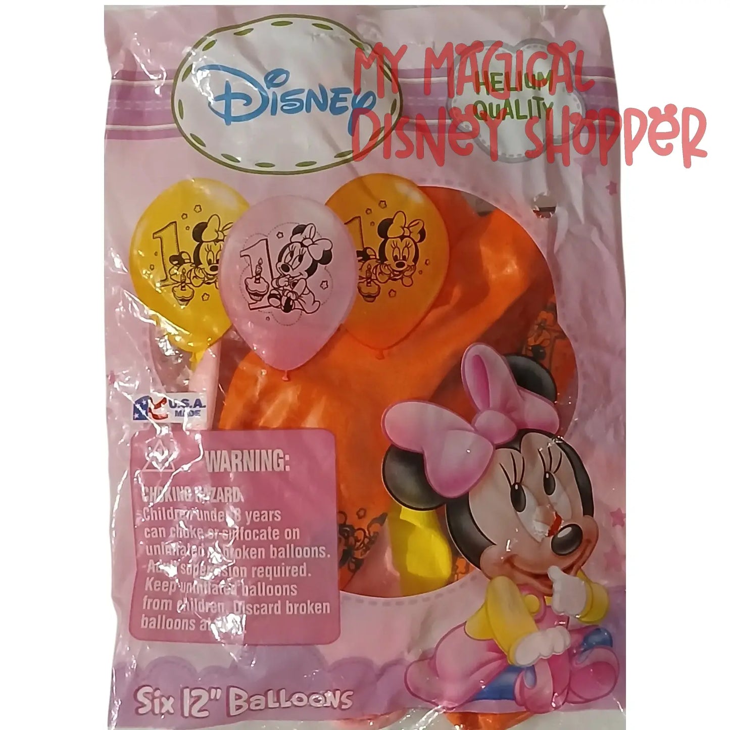 Baby Minnie 1st Birthday  12" Helium Quality Balloons Six Pack