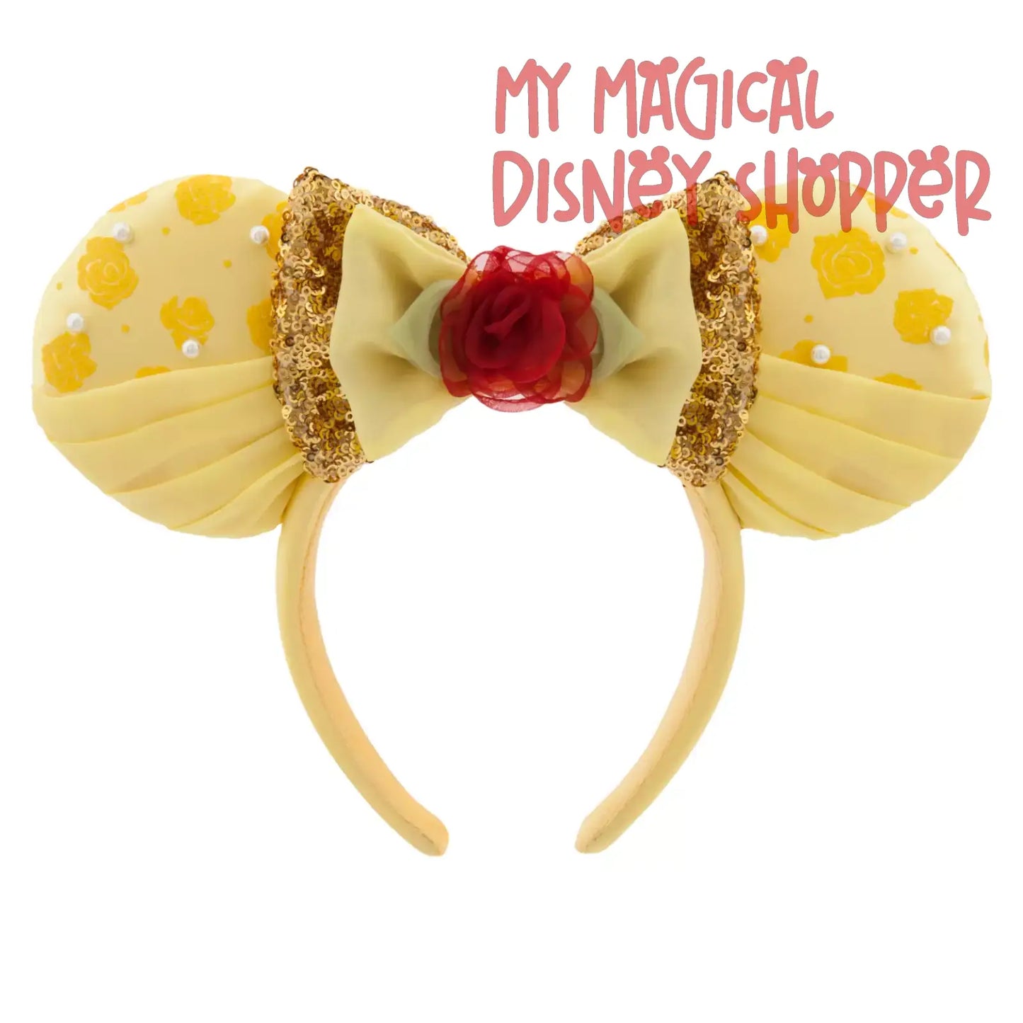 Beauty and the Beast Belle Red Rose Ear Headband