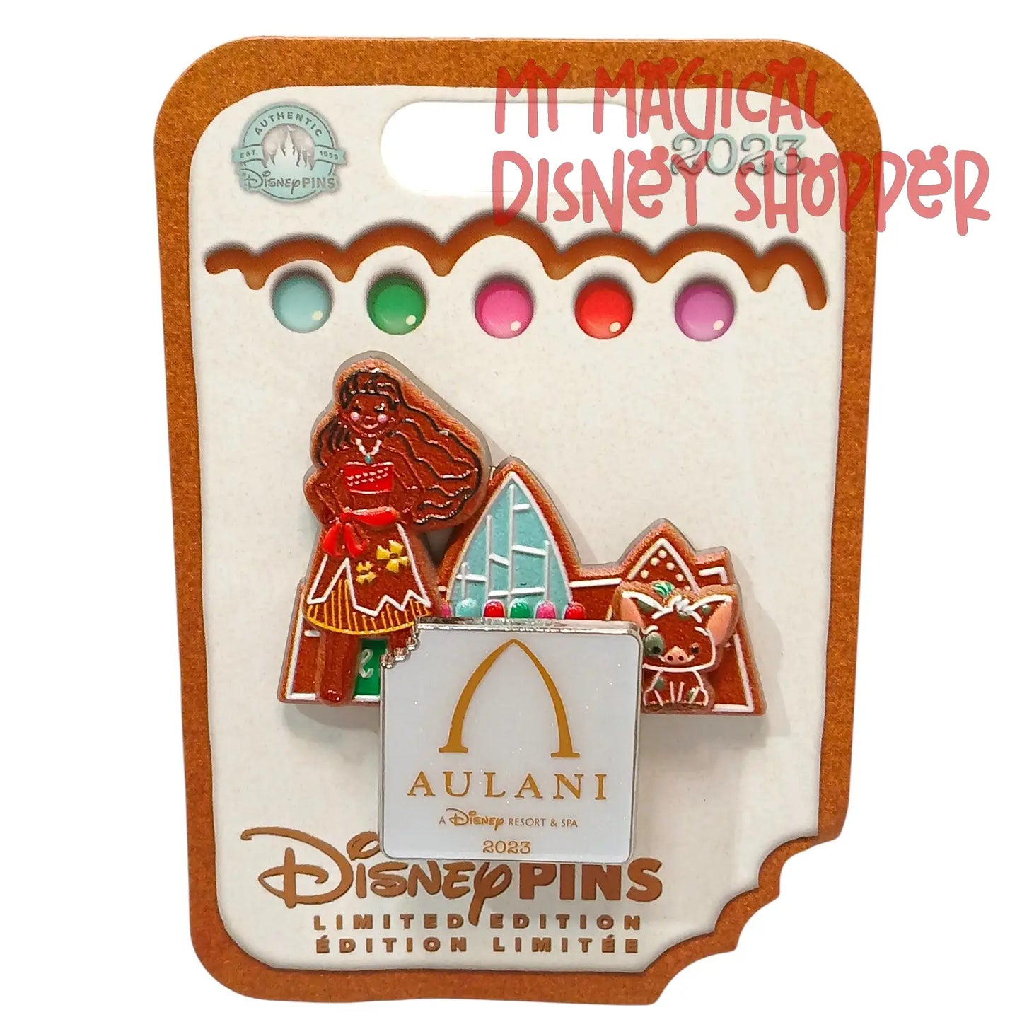 Disney Aulani Hawaii 2023 Holiday Gingerbread Moana & Pua Pin Limited Edition