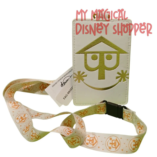 Disney Parks Loungefly It's a Small World Gold&White ID Holder & Lanyard