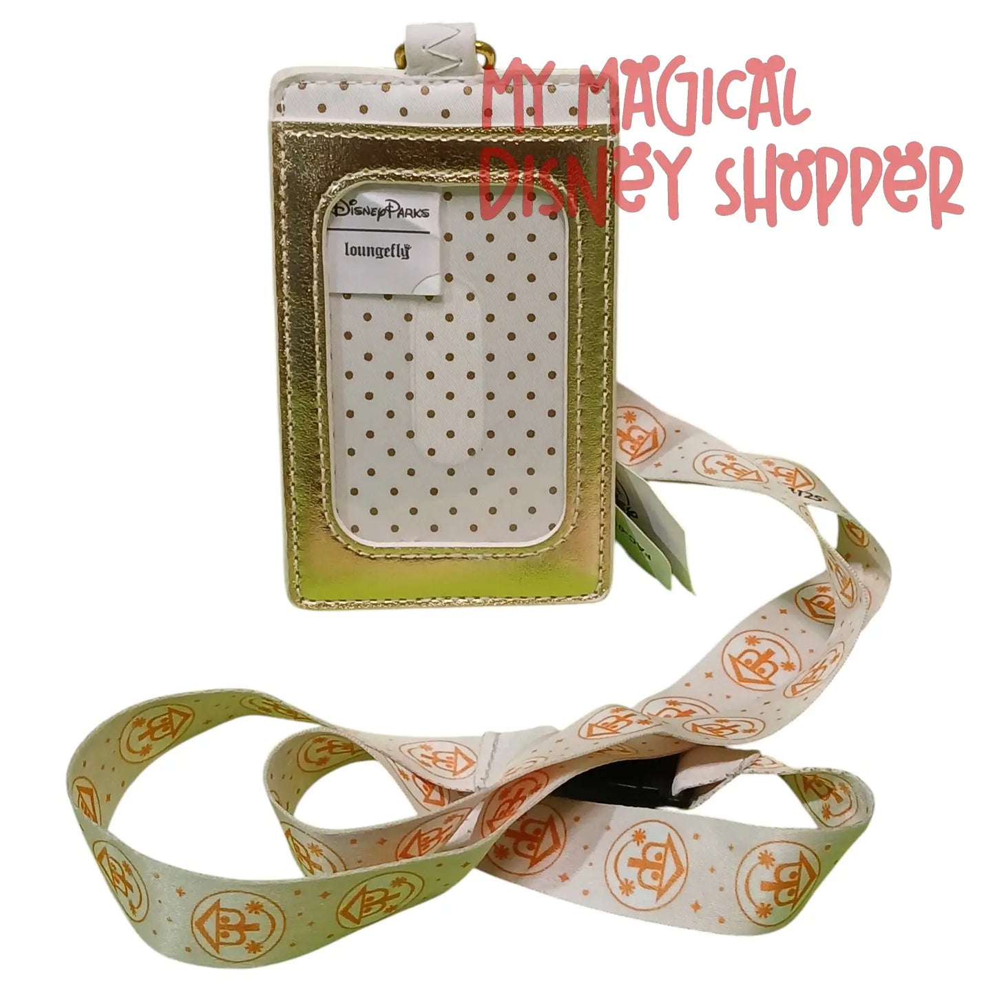 Disney Parks Loungefly It's a Small World Gold&White ID Holder & Lanyard