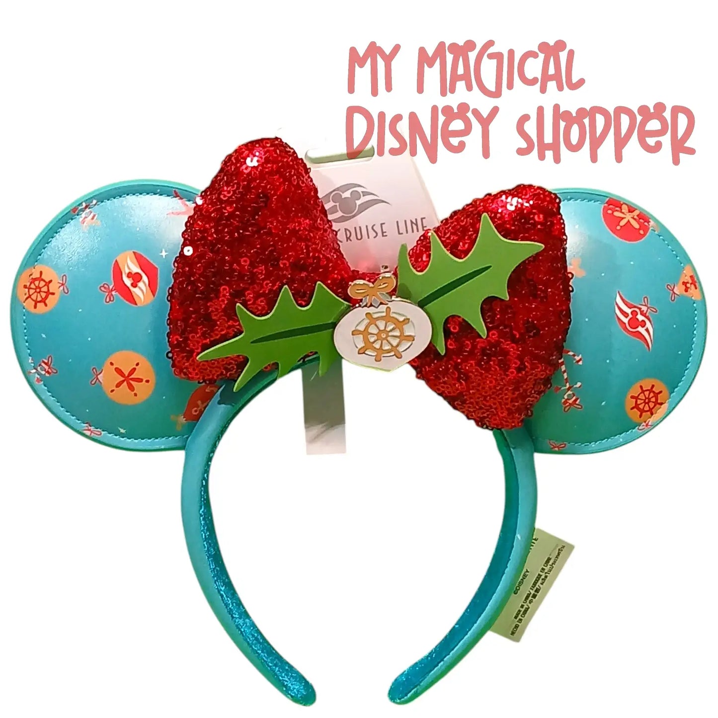 Teal Disney Cruise Line Holiday Minnie Ears – Ship Exclusive Christmas Ear Headband 🎄🚢✨