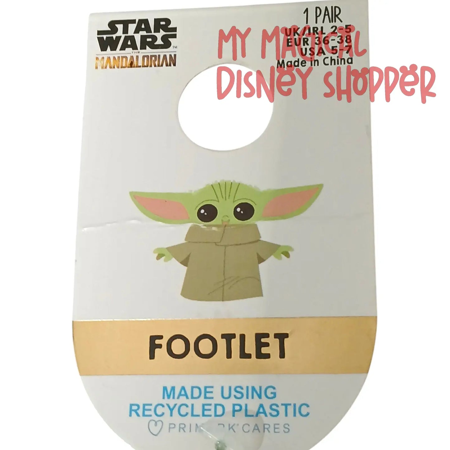 Primark Disney Star Wars Mandalorian Yoda Footlet Size USA 5-7