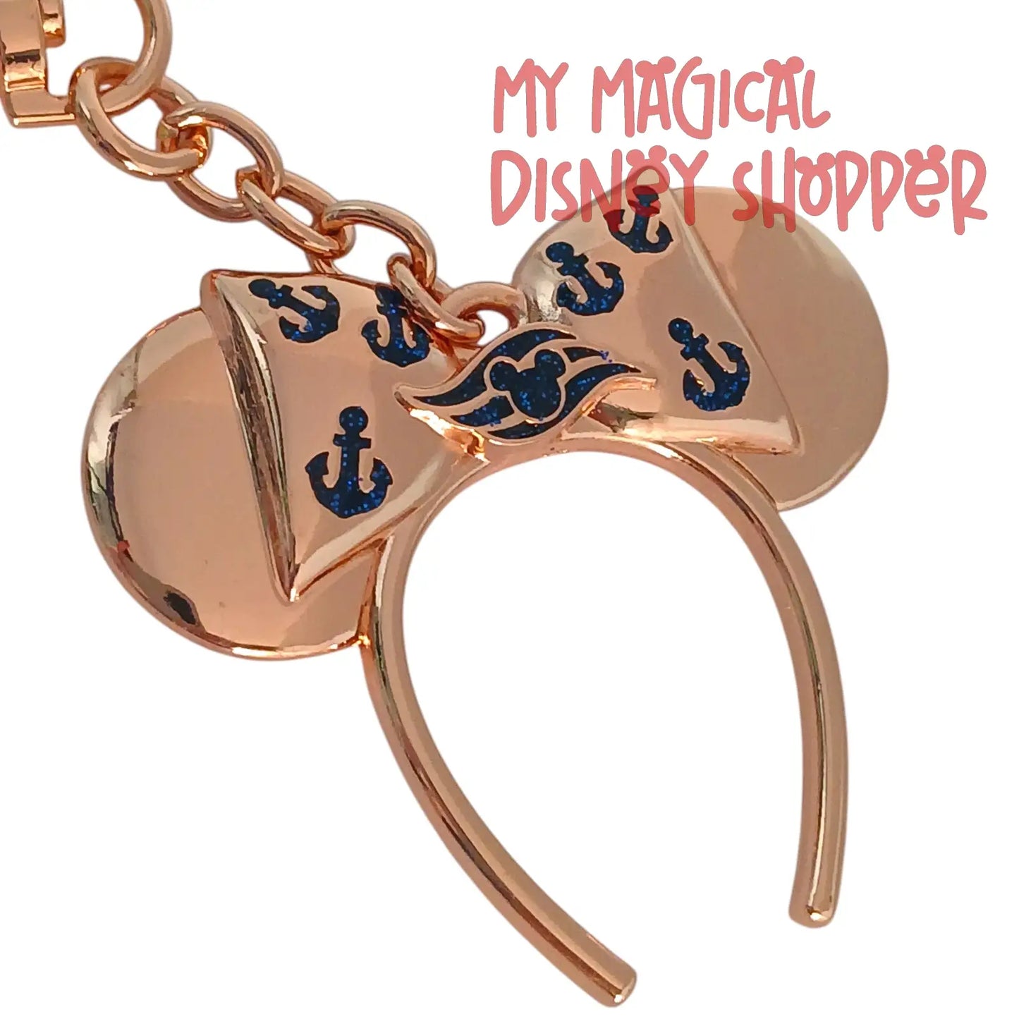 Disney Cruise Line Rose Gold Minnie Ear Headband Keychain