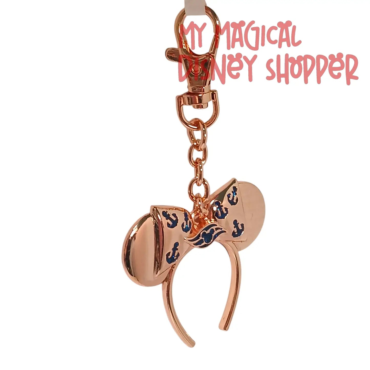 Disney Cruise Line Rose Gold Minnie Ear Headband Keychain