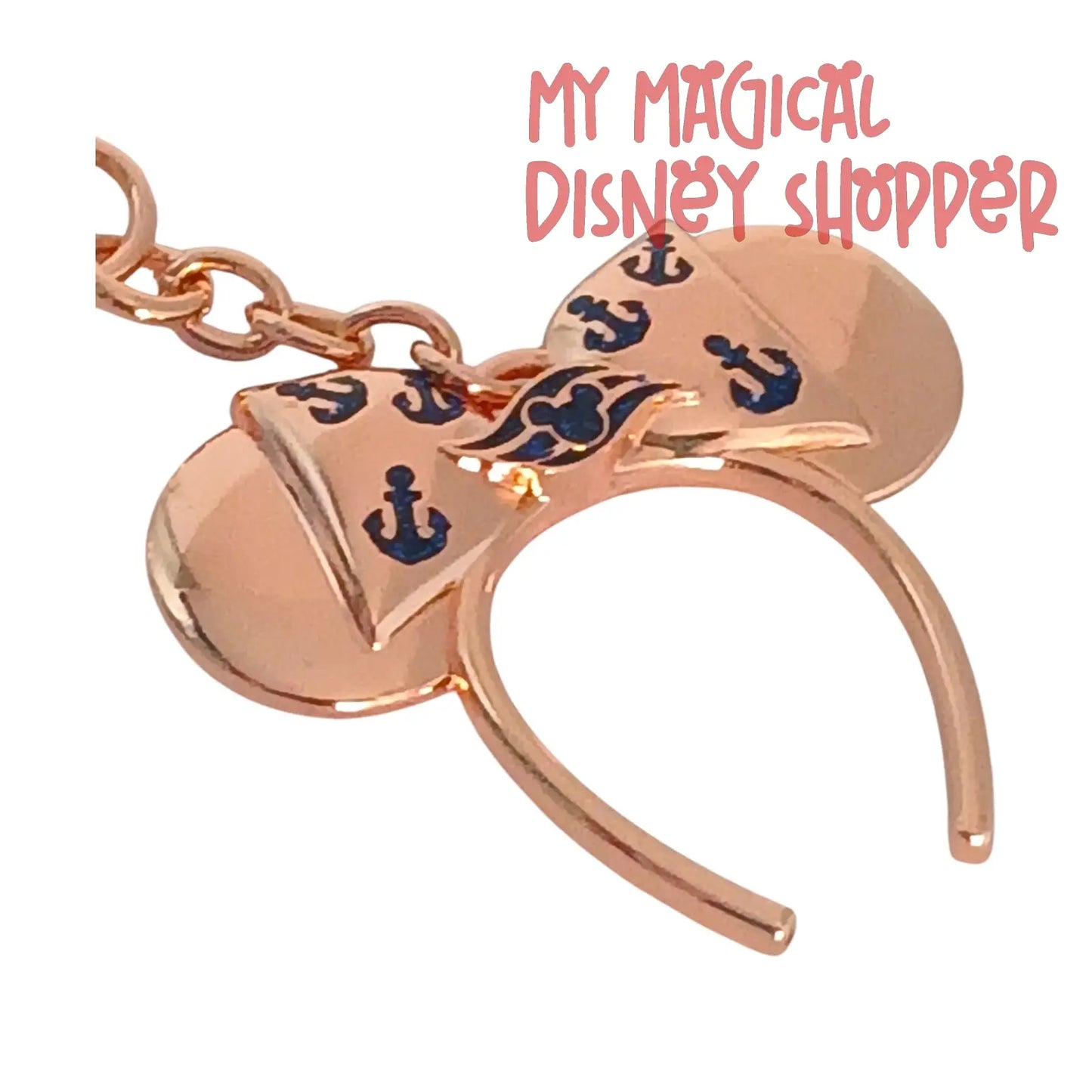 Disney Cruise Line Rose Gold Minnie Ear Headband Keychain