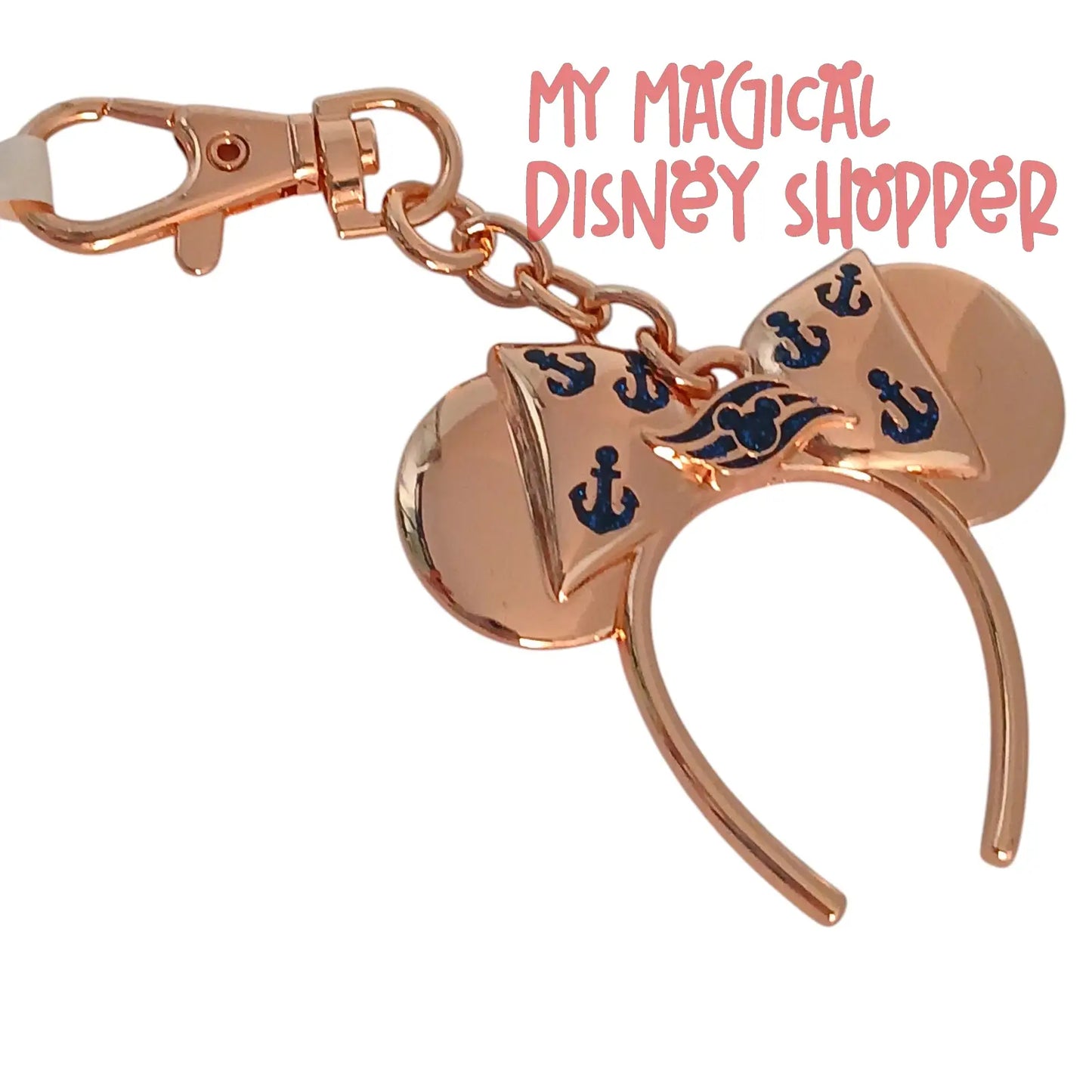 Disney Cruise Line Rose Gold Minnie Ear Headband Keychain