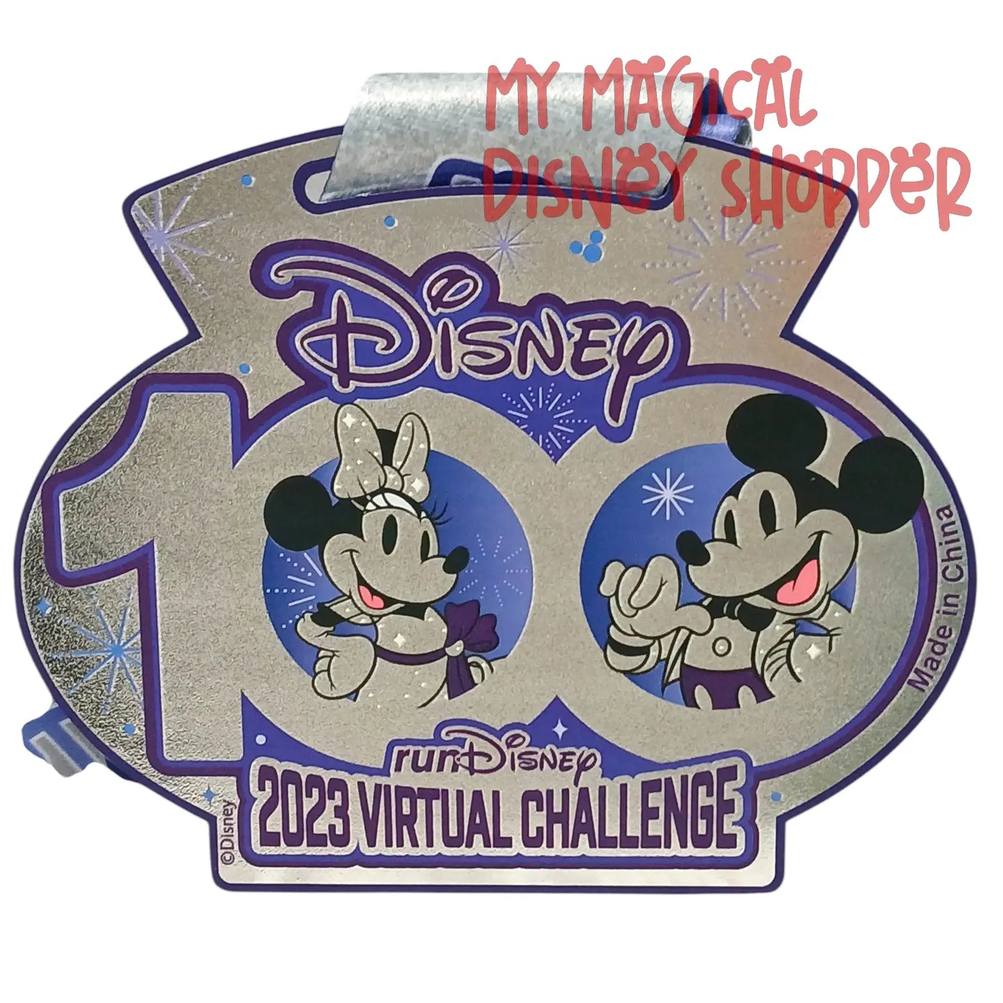 runDisney 100 2023 Virtual Challenge Medal Pin