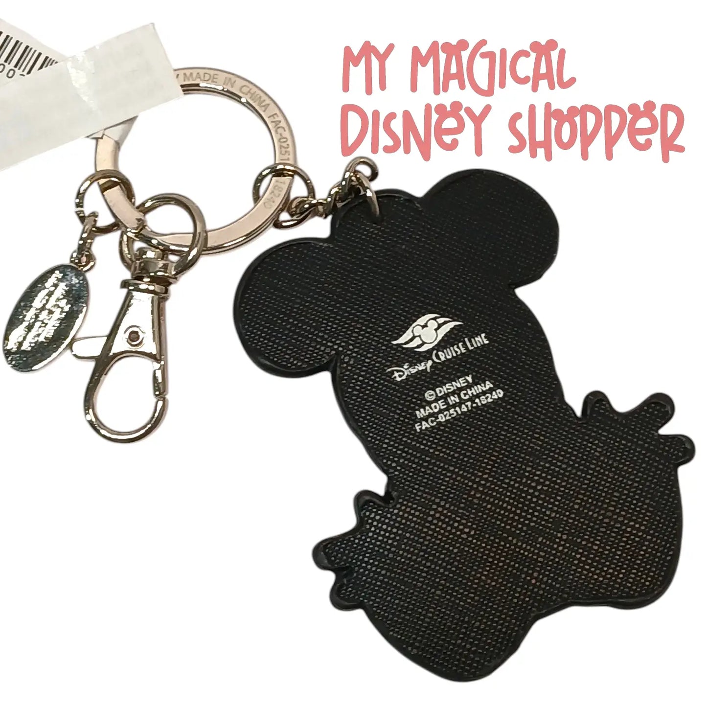 Disney Cruise Line Captain Mickey Stitched Leather Keychain