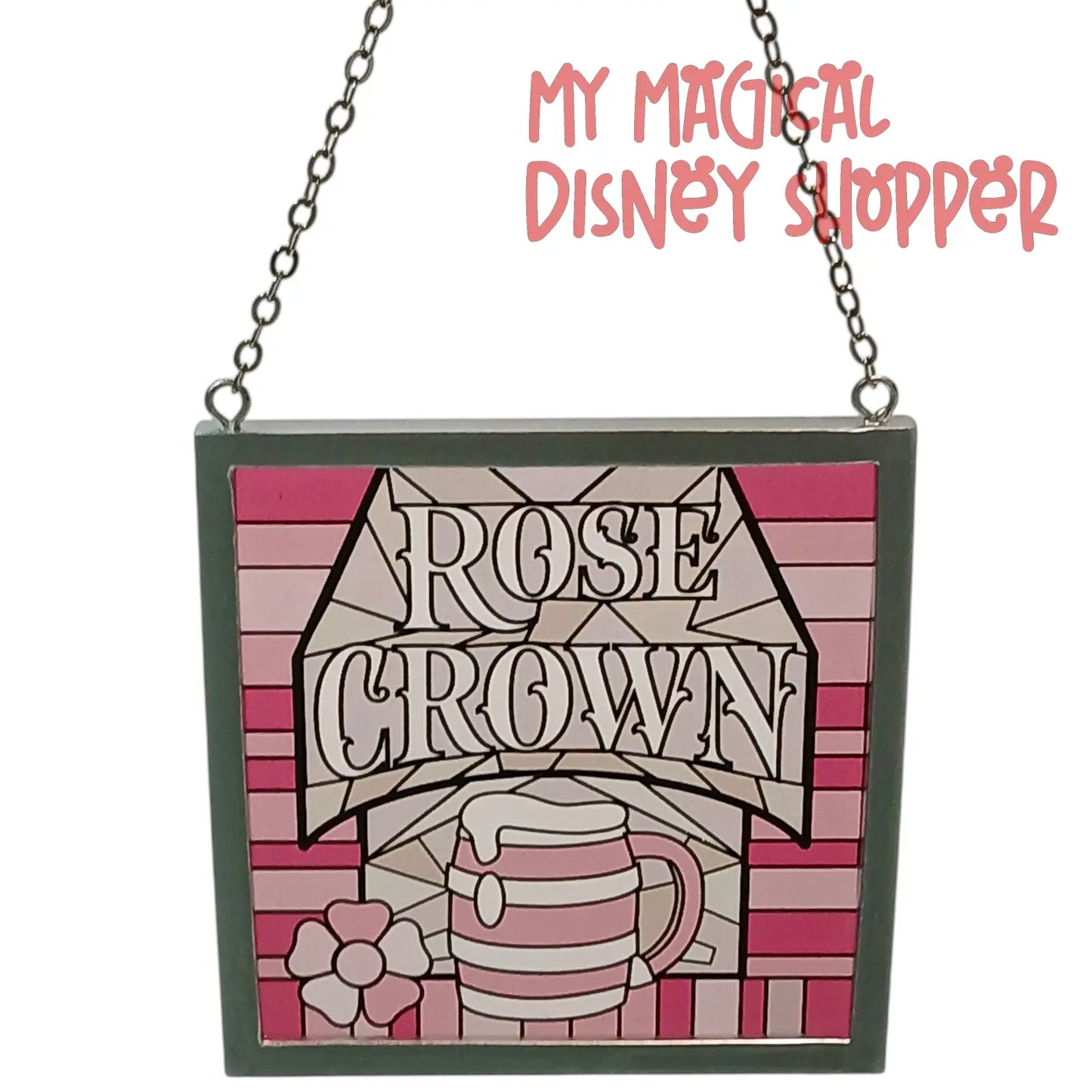 Disney Parks Epcot United Kingdom Rose & Crown 2D Stained Glass Ornament