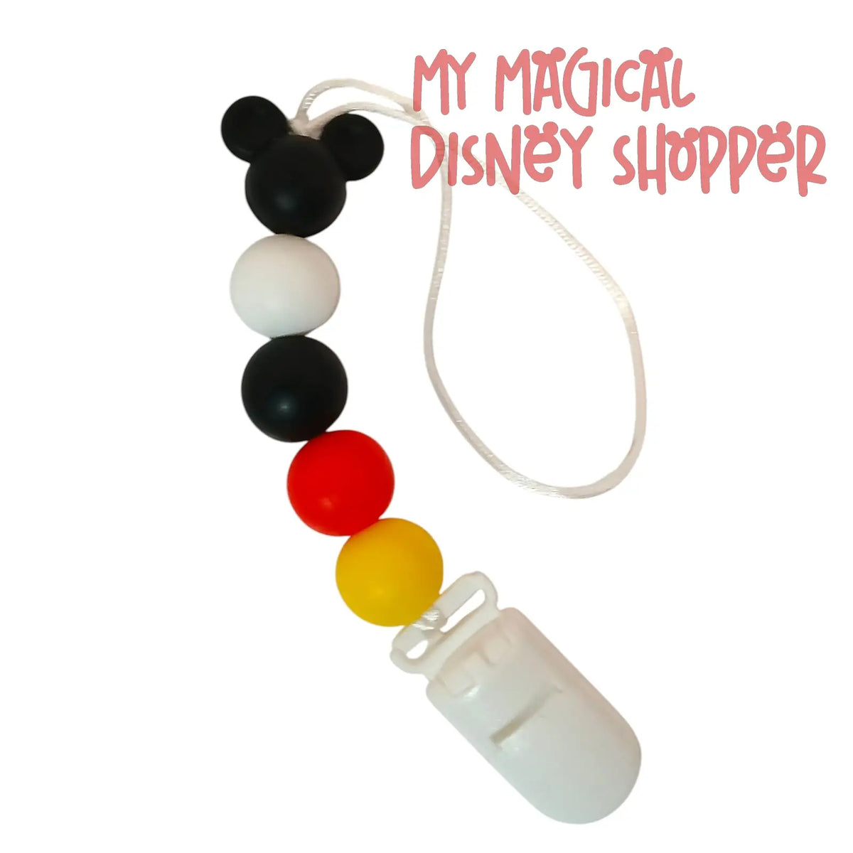 Mickey Mouse-Inspired Silicone Bead Pacifier Clip – Baby Accessory 🐭🍼✨