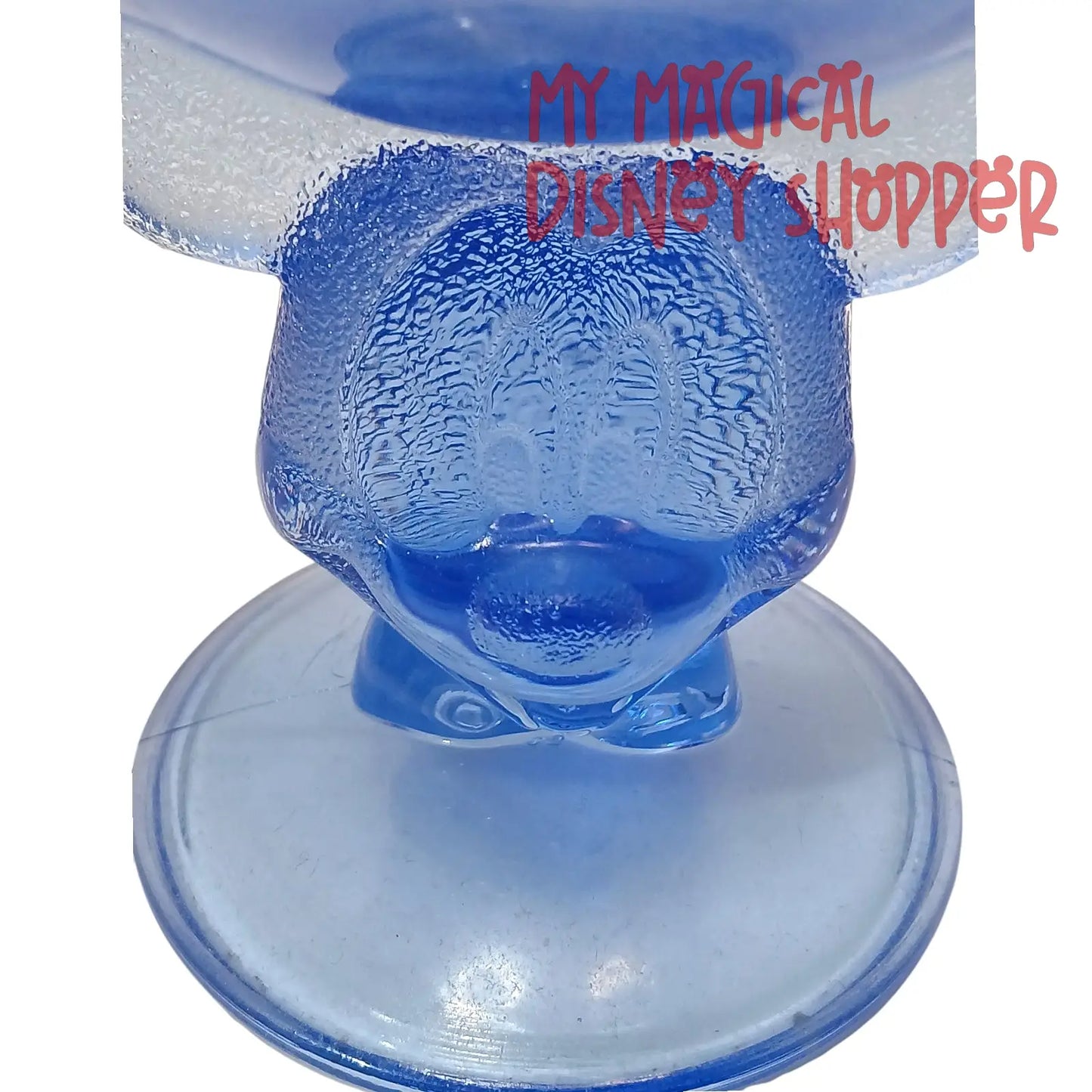 Vintage Mickey Mouse Blue Glass Figural Stemmed Goblet Ice Cream Bowl