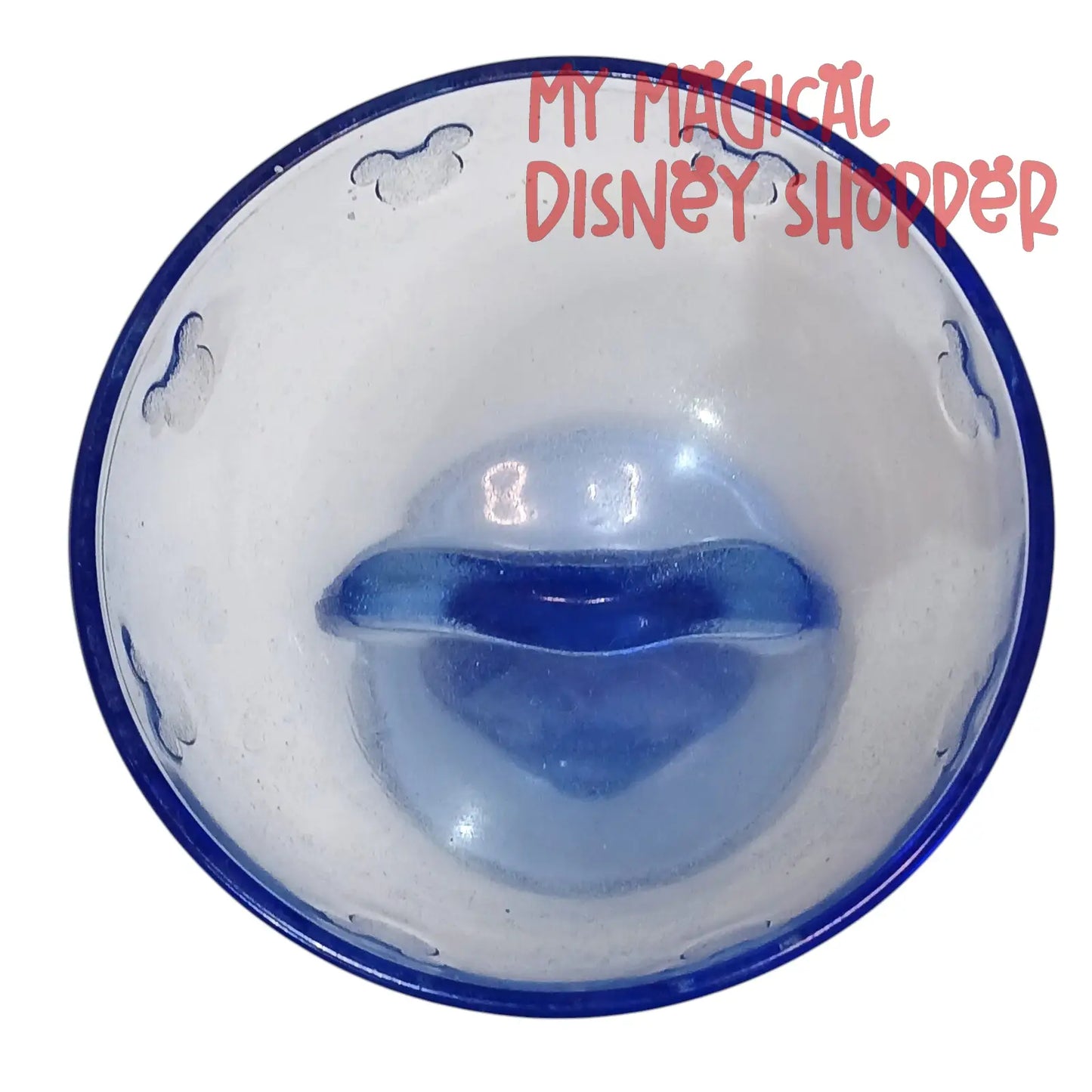 Vintage Mickey Mouse Blue Glass Figural Stemmed Goblet Ice Cream Bowl