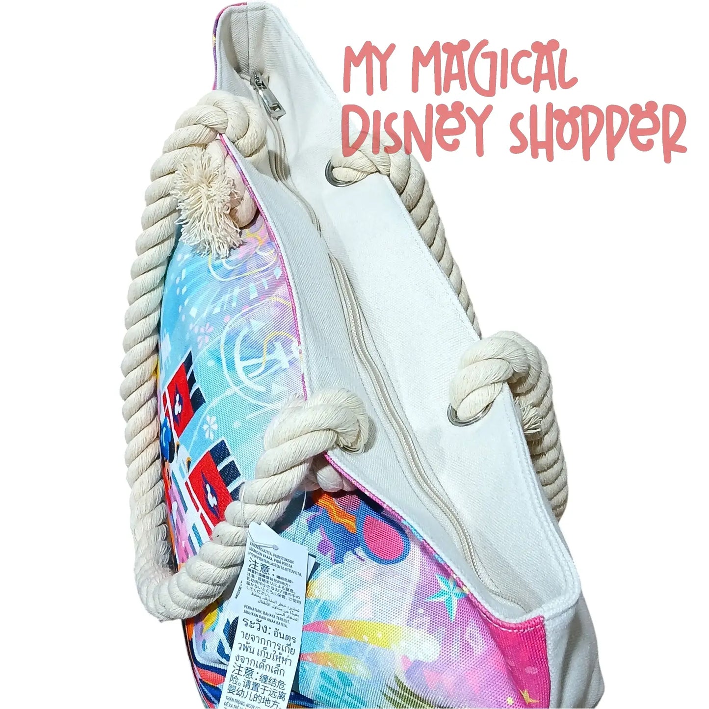 New Exclusive Disney Cruise Line DCL Artist Joey Chou Ship Tote Bag Rope Handle