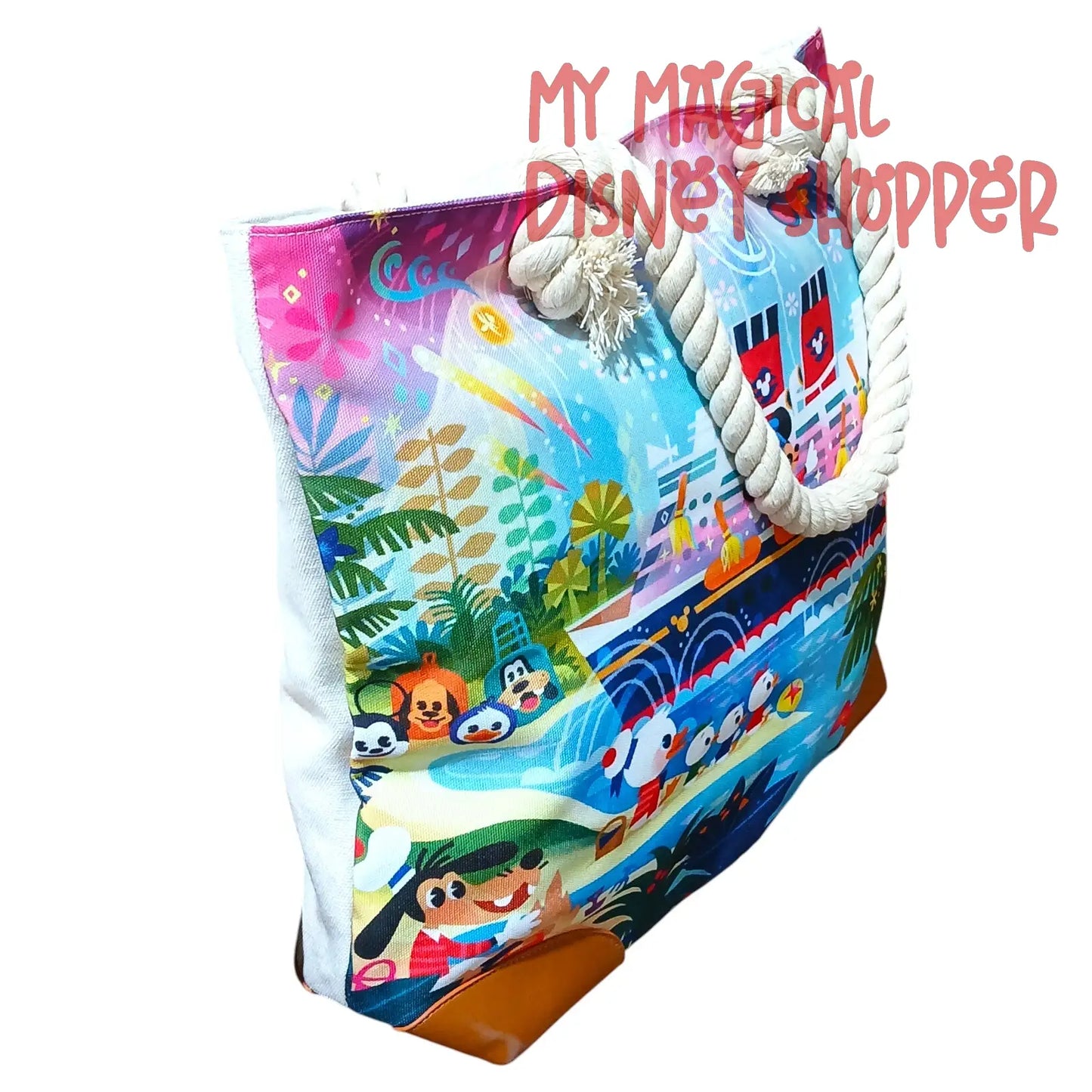 New Exclusive Disney Cruise Line DCL Artist Joey Chou Ship Tote Bag Rope Handle